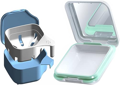 Retainer Case, Dental Orthodontic Denture Case, Orthodontic Retainer, Denture Storage Container, Portable for Retainers, Mouthguard, Denture Storage, Convenient Storage, Compact, Silica Gel