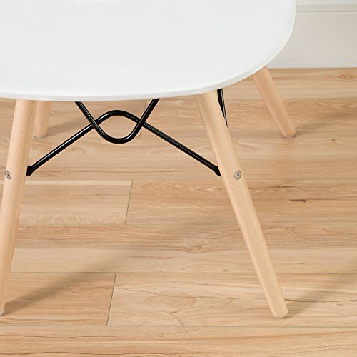 South Shore Annexe Mid-Century Modern Eiffel Office Chair, Wooden Legs, Clear And White 19.5D X 16.25W X 32.5H In #TOP3