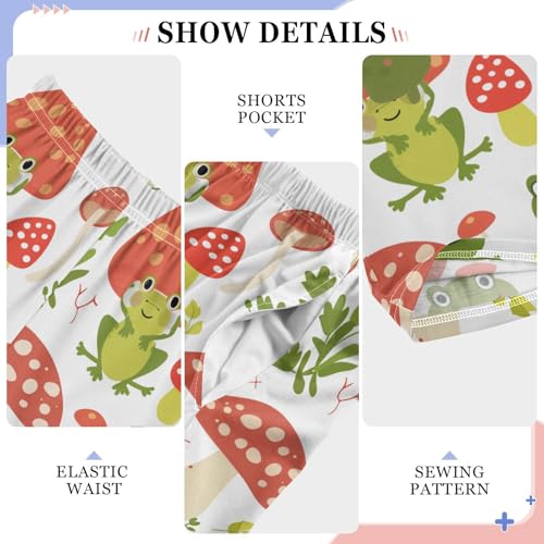 ZZXXB Frog with Mushroom Boys Long Pants Soft Trousers Elastic Waist Kids Lounge Bottoms with Pockets S-XL4