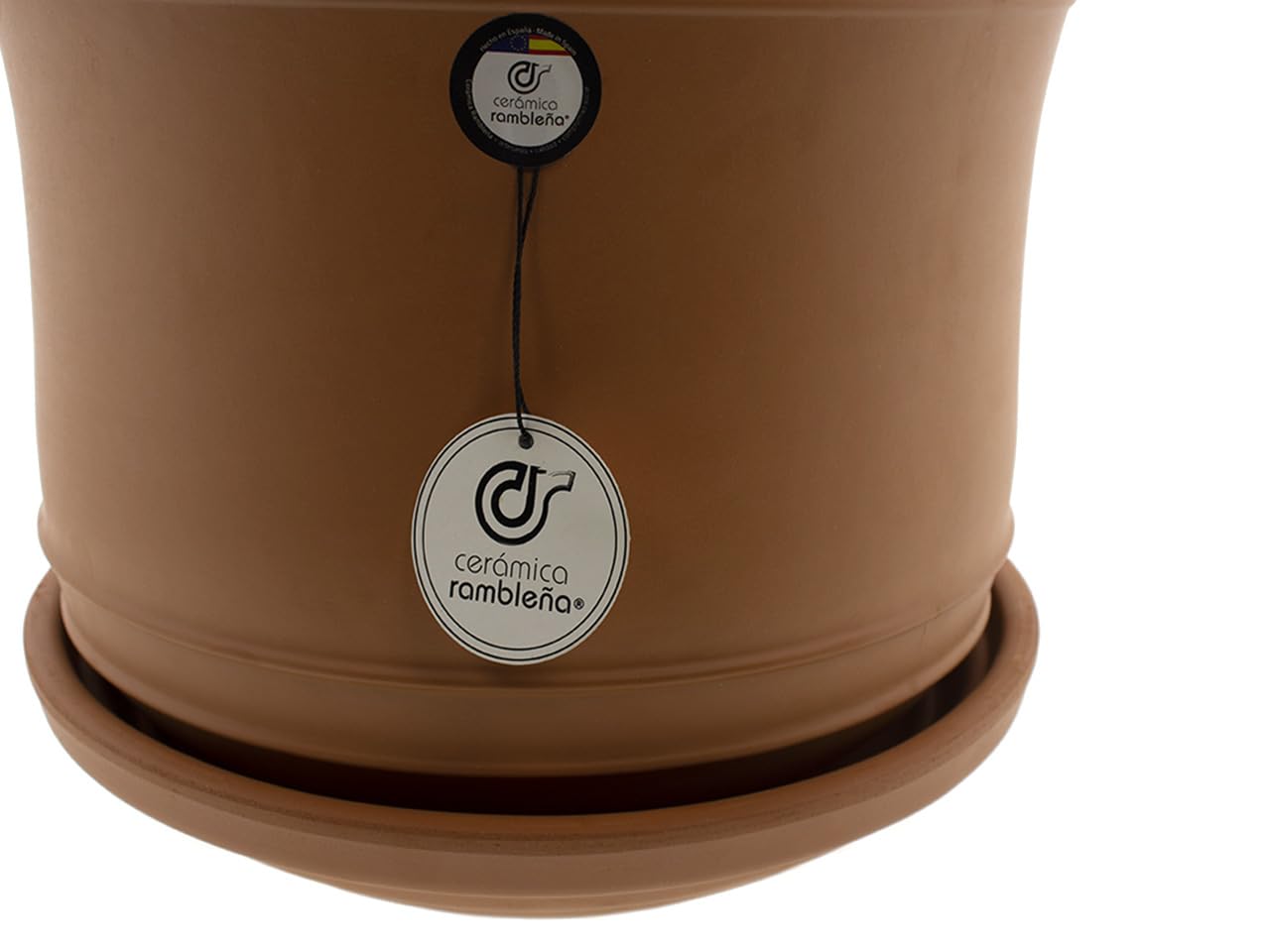 CR CERAMICA RAMBLEÑA Maceta Grande Original Exterior Terracota - Modelo J50, Plato Incluido, 33x33x30 cm