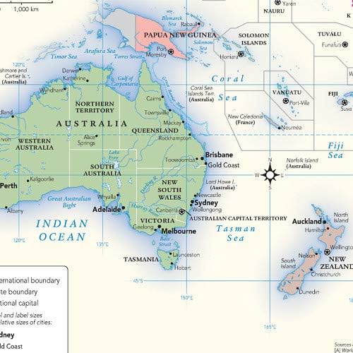 Australia And Oceania Physical Map Australia And Oceania Political & Physical Continent Map With Country Flags  - 10.75" X 19.5" Matte Plastic : Amazon.co.uk: Stationery & Office Supplies