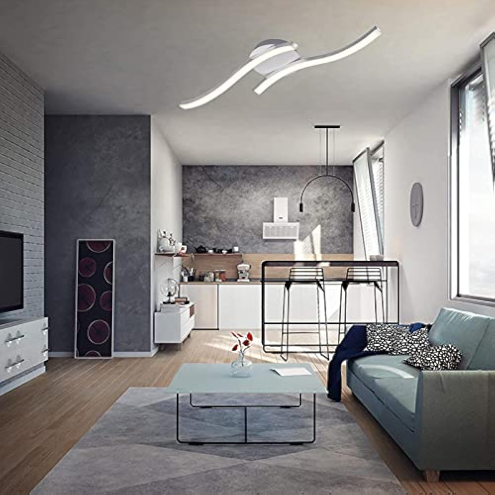 Simple Design Ceiling Lamp, Curved Light for Decoration