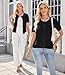 Arach&Cloz Women's Fashion Summer Short Sleeve Cropped Cardigan 2026 Spring Lightweight Button Down Tops Crew Neck Bolero Shrug Business Casual Outfits Work Trendy Black XL
