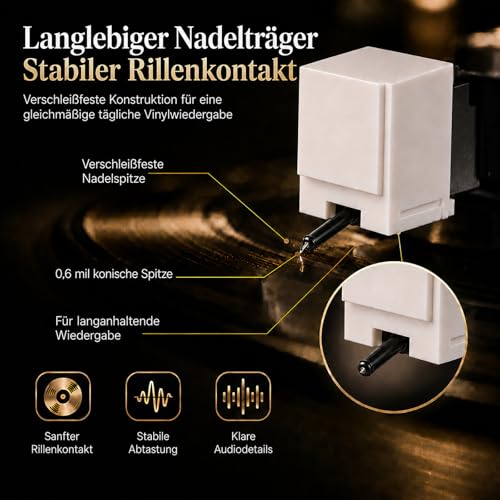 Ersatznadel für Plattenspieler, Kompatibel mit AT3600L, Diamant Stylus für Vinyl Schallplatten, LP Spieler Zubehör, HiFi Klang, Vinyl Schonend & Langlebig