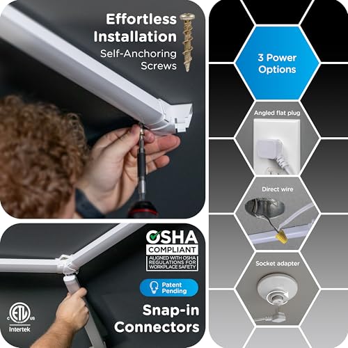 Enbrighten Ultrabrite Hexagon Garage Lights, 24 Pack, 5 Hex, 24,000lm, Dimmable with Remote, LED Ceiling Light for Car Detailing, Shop Lighting, Gym Decor, Man Cave, ETL Safety Certified, 85837 by Enbrighten - Image 4