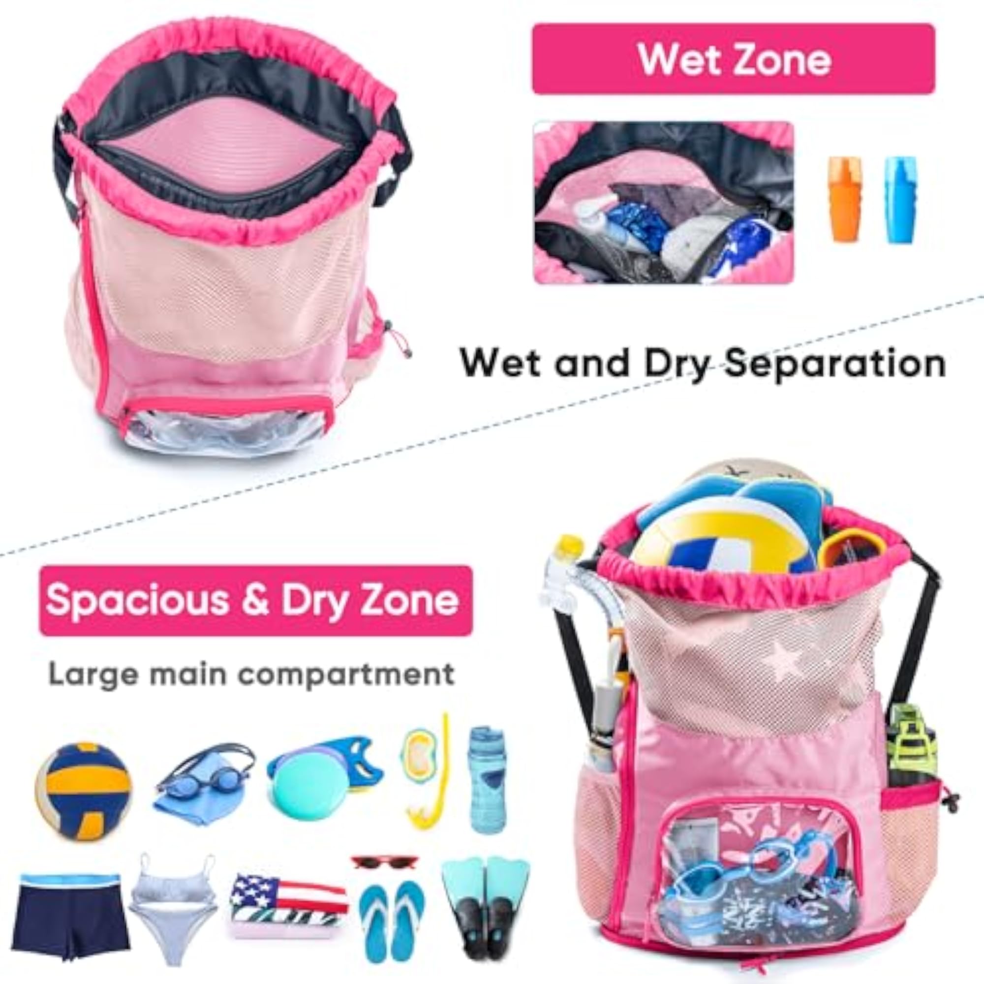 Mesh Drawstring Backpack with Shoe Compartment