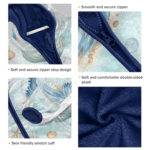 CHIFIGNO Mermaid Tail Boys Zip up Jacket Fleece Jacket for Fall Winter Zip up Hoodie 3T3