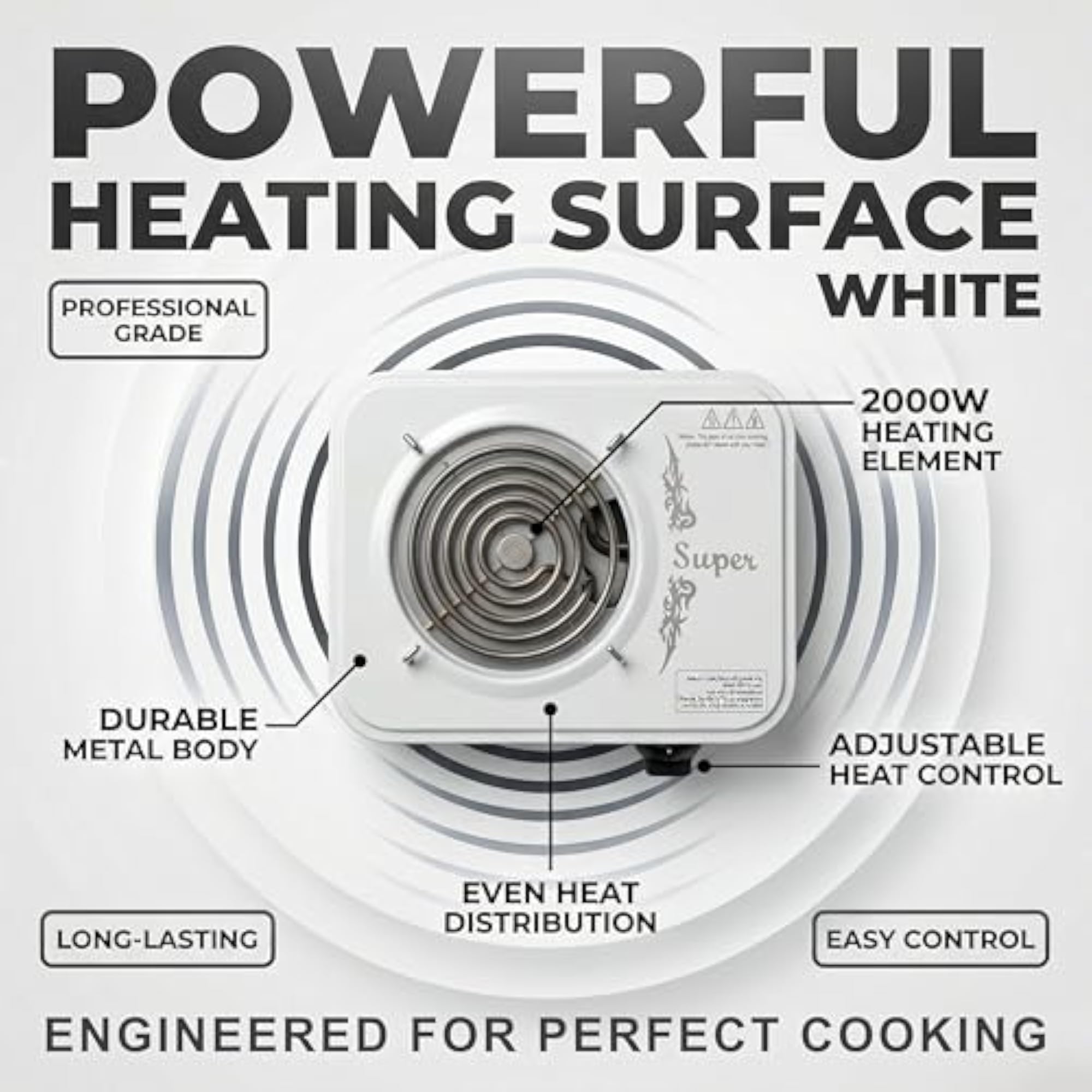 2000W Radiant Electric Cooktop with Adjustable Temperature Control