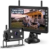 VASTEND R&uuml;ckfahrkamera Kabellos, Drahtlose R&uuml;ckfahrkamer mit 7 Zoll 1080P HD IPS Monitor, IP69 wasserdichte Funkkamera, Stabiles 2.4GHz Signal f&uuml;r Auto, LKW, Wohnmobil, Wohnwagen (VE-7B)
