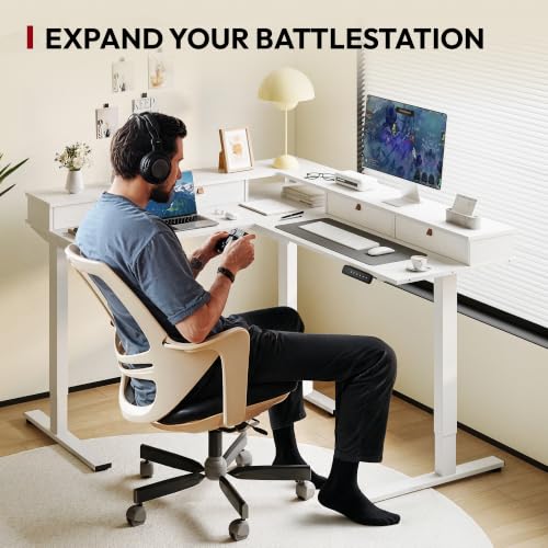 Image of SANODESK 63x55 Electric L-Shaped Corner Standing Desk with 4 Drawers