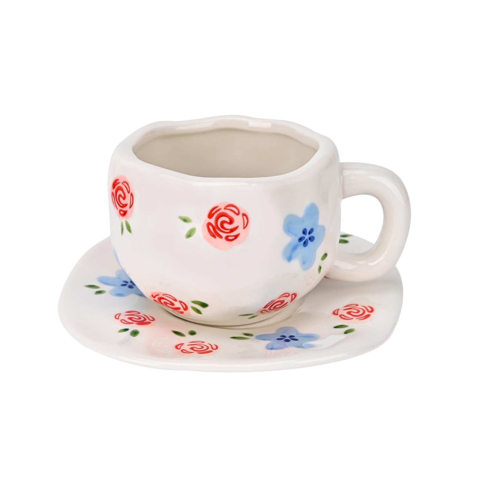 Koythin Ceramic Coffee Mug with Saucer Set