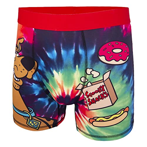 Scooby Doo Boxer Socks Set - Mens Sock & Underwear Combo Set, Shaggy, Velma, Mystery Machine Boxers and Socks Set (Tie Dye, Medium)