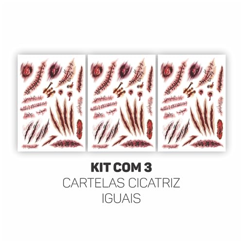 60 Tatuagem Temporária Cicatriz Com Sangue Fantasia Cosplay