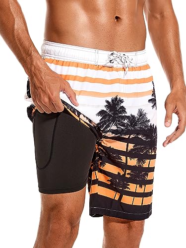 SILKWORLD Mens Swim Trunks with Compression Liner 9