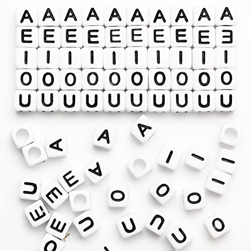 500Pcs Cube White Acrylic Letter Beads 6x6mm Letter B Alphabet Beads for DIY Bracelet Necklace Jewelry Making (STU-500FZM-AEIOU)