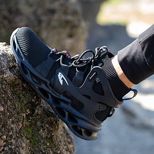 Oristaco Work Safety Steel Toe Boots, Lightweight Breathable Industrial Construction Boots, High Cut 799 Black 46 #TOP7