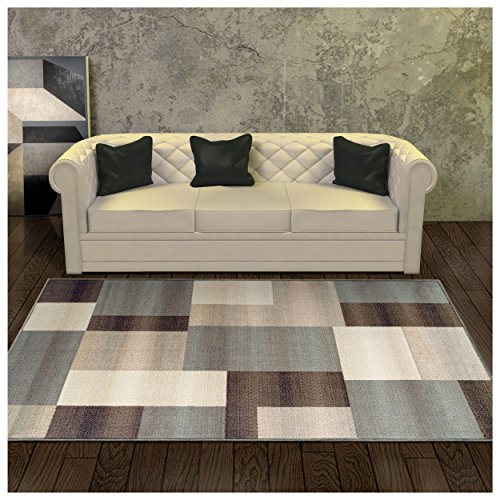 Superior Elegant Clifton Area Rug, Rectangular Tile Modern Pattern, 8' x 10', Light Blue
