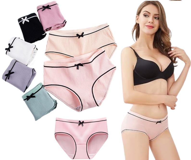 rouxous Ribbed Cotton Seamless Panties for Women Briefs Comfortable Ladies Underwear Sets of 3 (Assorted Pack)-picture-12