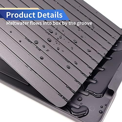 Defrosting Tray, Fast Thawing of Frozen Food, Rapid Meat Thaw Plate with Grooves and Drip Tray, Aluminium Metal Defrost Mat, No Microwave or Electricity Power Required, Black