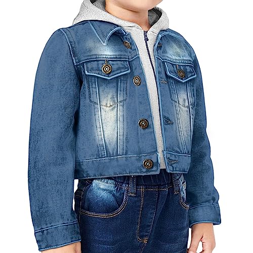 Otter With Fish Toddler Hooded Denim Jacket - Graphic Jean Jacket - Art Print Denim Jacket for Kids2