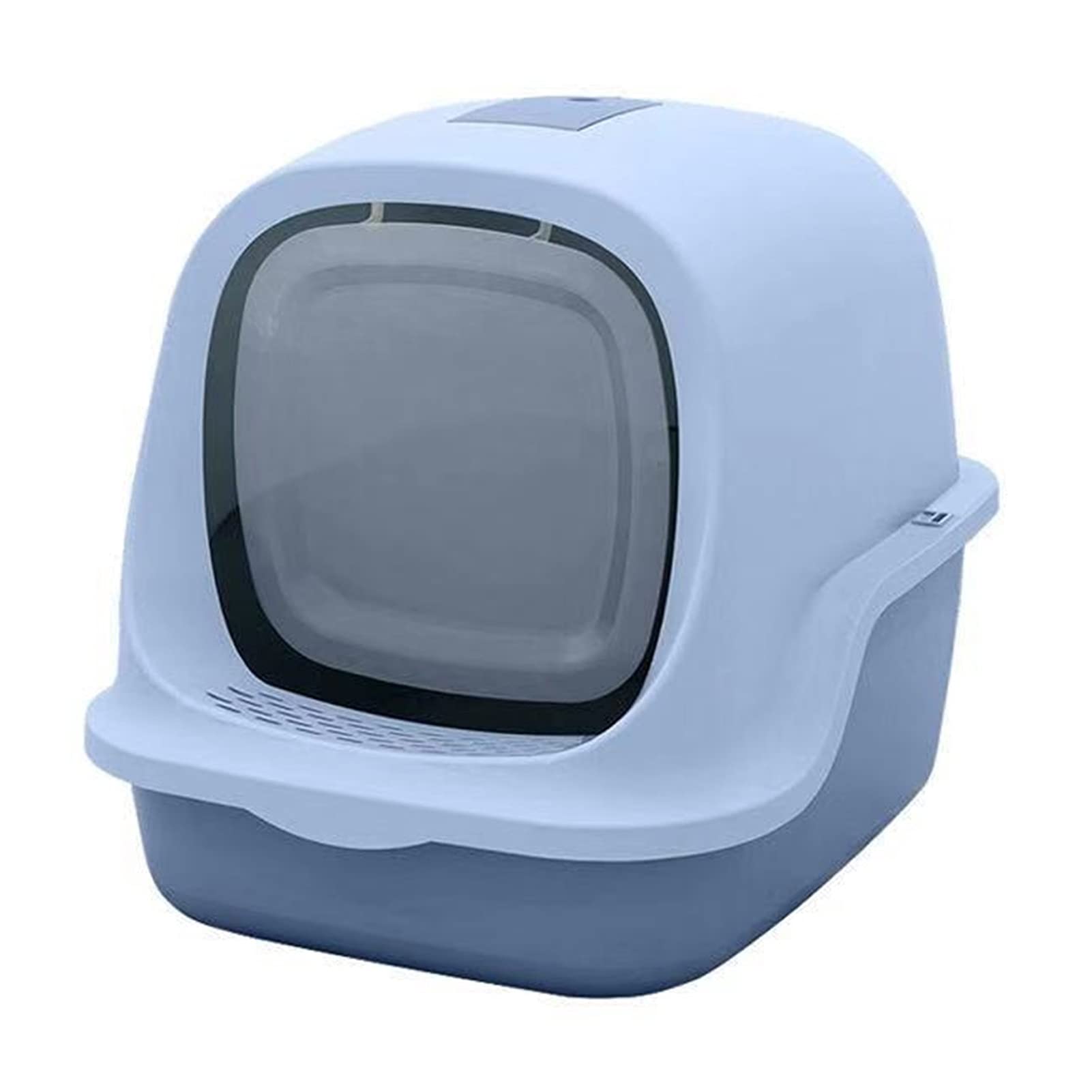 Cajas de Arena Caja de arena de gato Aseo de gato cerrado grande con cubierta de puerta transparente Caja de basura a prueba de salpicaduras Suministros para mascotas Arenero ​Gatos ( Color : Blue )