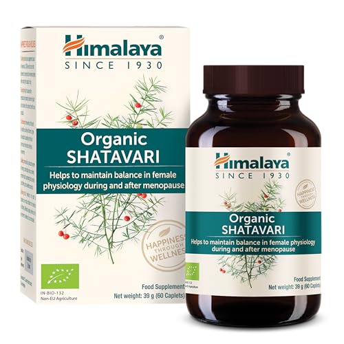 Himalaya Organic Shatavari 60 comprimidos, apoyo a la menopausia, equilibrio femenino, salud y vitalidad femenina, orgánico, vegano, ayurvédico