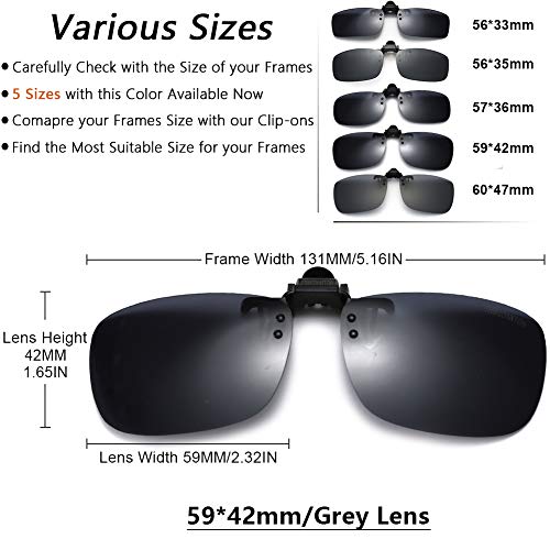 Polarized Clip-On Flip Up Metal Clip Rimless Sunglasses, Lightweight, Black Lens #TOP2