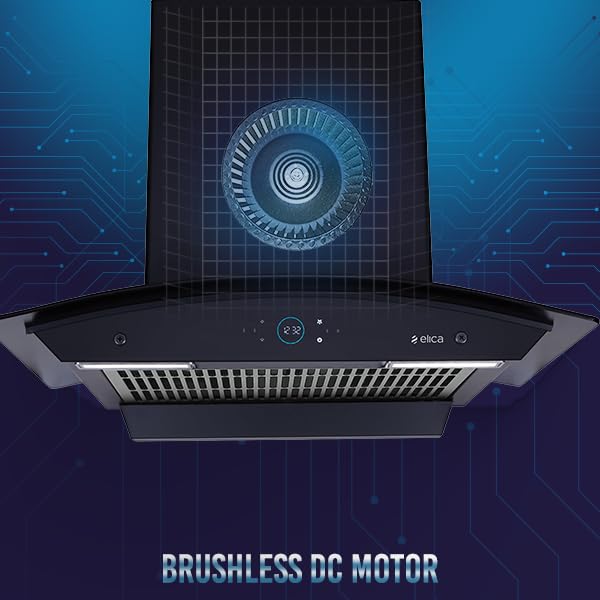 Image of Elica iSMART 5 STAR Performance 60 cm Filterless Heat Autoclean Kitchen Chimney with Inverter Technology, Remote Control and 15 Years Warranty (iSMART GLACE FL HAC 60 LTW NERO)