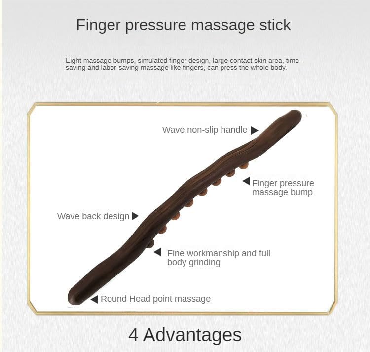 Acupression Wooden Gua Sha Massage Tool, Long Roller Stick with Non Slip Scraping for Anti Cellulite, Body Shaper, Relieving Backache, Headache, Dizziness Leg, wooden massage sticks 2