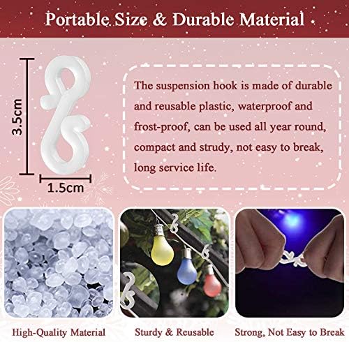 50 Pack Mini Plastic Gutter Hooks, Outdoor String Light Hanging Clips Weatherproof Plastic Hooks for Festival Decoration Reusable Christmas Lights Clips (White)