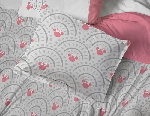 Image of Disney Minnie Mouse King Comforter Set 7 Piece Bedding for Girls, Grey | Bed in a Bag, Comforter Sheets Shams Pillowcases, Official Product, Soft Microfiber, Machine Washable, Girls Gift