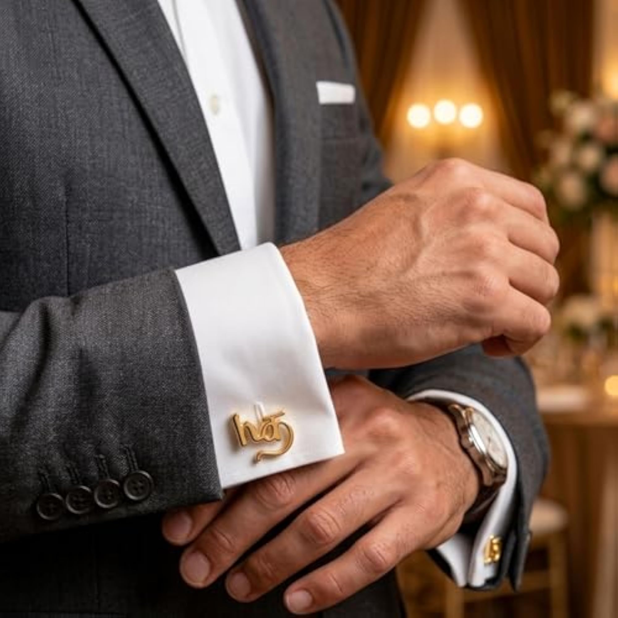 Men's Personalized Name Cufflinks, Custom Gift