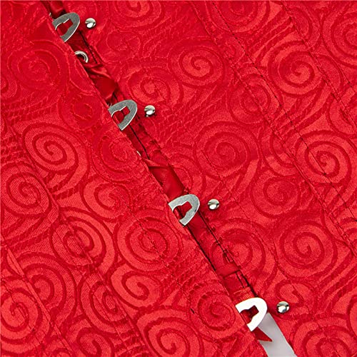Corset rétro floral rouge à manches courtes idéal pour vos soirées - 6