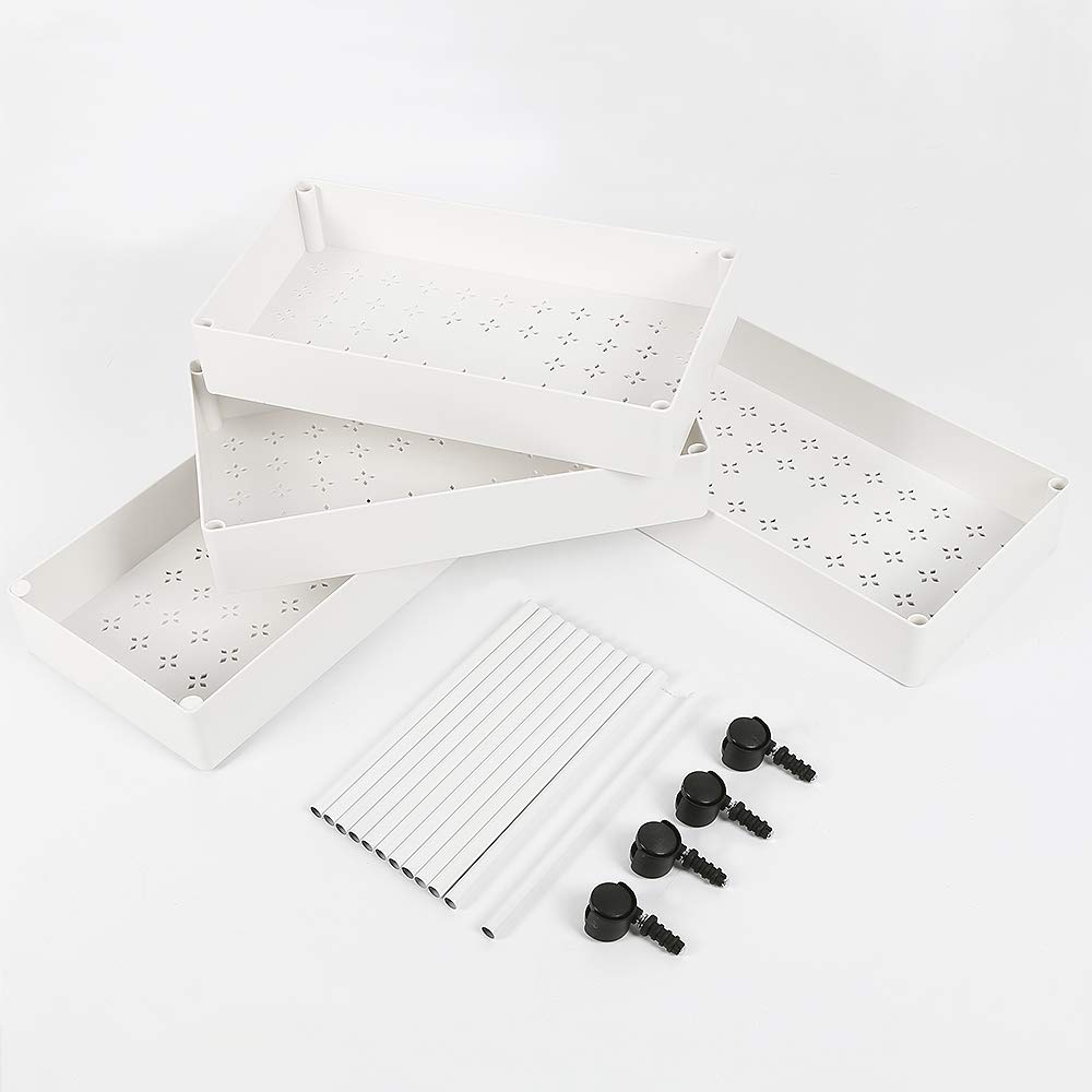 Chariot de Rangement Multifonctionnel à Roulettes - Desserte pour Salle de Bain, Cuisine, Bureau - Étagère de Stockage (B-40 * 22 * 90cm-Blanc)