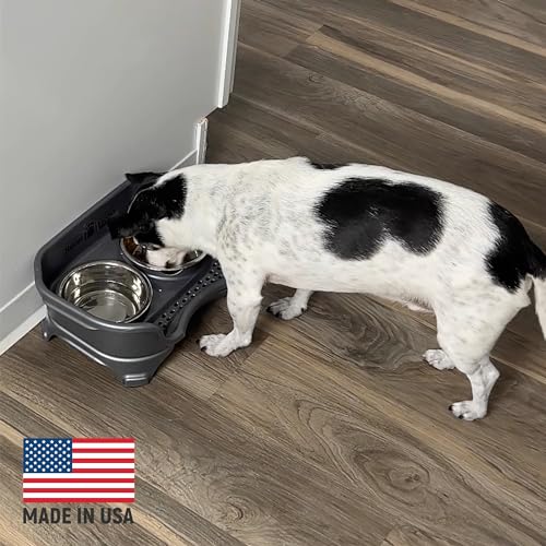Neater Feeder Express Mess Proof Dog Bowls Elevated for Small Breeds Under 15 Lb, Made in USA, No Spill Raised Dog Food Bowl Stand, Stainless Steel Food and Water Bowl Set, Feeding Station, Grey by Neater Feeder - Image 5