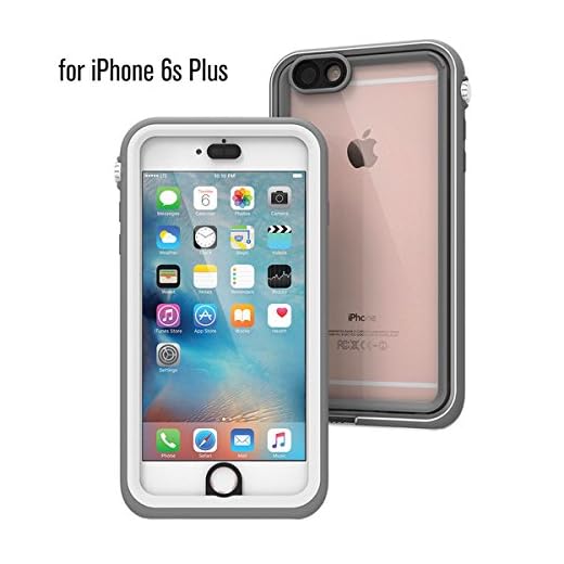 iPhone 6s Plus Waterproof Case, Shock Proof, Drop Proof by Catalyst for Apple iPhone 6s+ with High Touch Sensitivity ID (White & Mist Gray)