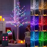 Vanthylit Multicolor Lighted Birch Tree, Color Changing RGB Lights with Remote Control Timer, 7 Modes 125 LED 6FT Christmas Tree for Indoor Outdoor Home Wedding Party Holiday Christmas Decorations