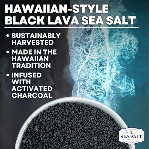 Black Lava Hawaiian Sea Salt Infused with Activated Charcoal – Hawaiian-Style Black Salt for Seasoning, Grilling, & Finishing with a Mild, Smoky Flavor – 5 Oz Bag