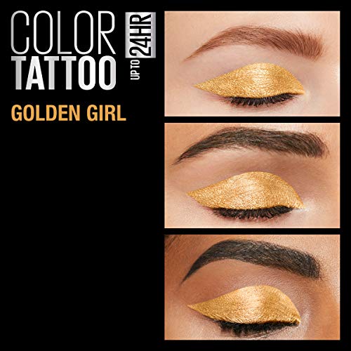 Maybelline New York Color Tattooup To 24Hr Longwear Waterproof Fade Crease Resistant Blendable Cream Eyeshadow Pots Makeup, Golden Girl, 0.14 Oz #TOP3