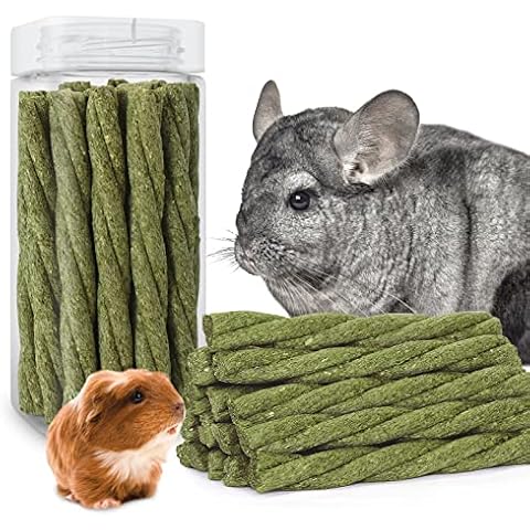 20pcs Natural Timothy Hay Sticks,Hamster Guinea Pig Rabbits Chew Toys Small Animals Treats Bunny Toys ,Timothy Grass Molar Sticks Good for Pets Rats Bunny Teeth Health (Twisted Till Straw Sticks) Cover