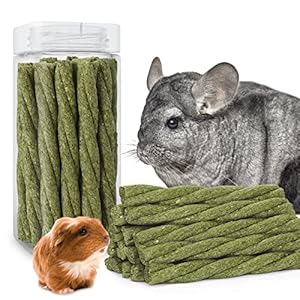 20pcs Natural Timothy Hay Sticks,Hamster Guinea Pig Rabbits Chew Toys Small Animals Treats Bunny Toys ,Timothy Grass Molar Sticks Good for Pets Rats Bunny Teeth Health (Twisted Till Straw Sticks)