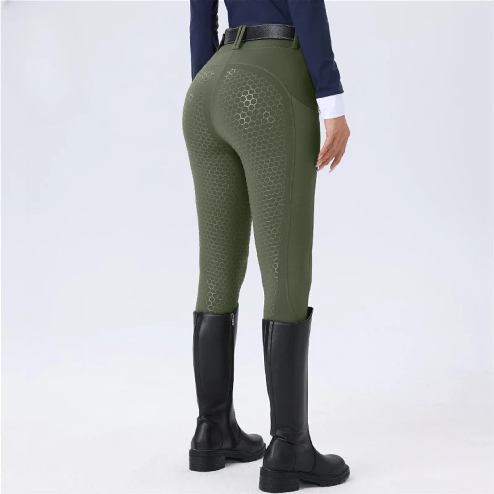 Pantaloni Equitazione Donna Pantaloni da Equitazione a Vita Alta Antiscivolo in Silicone a Seduta Intera Slim Fit con Tasche Abbigliamento equestre