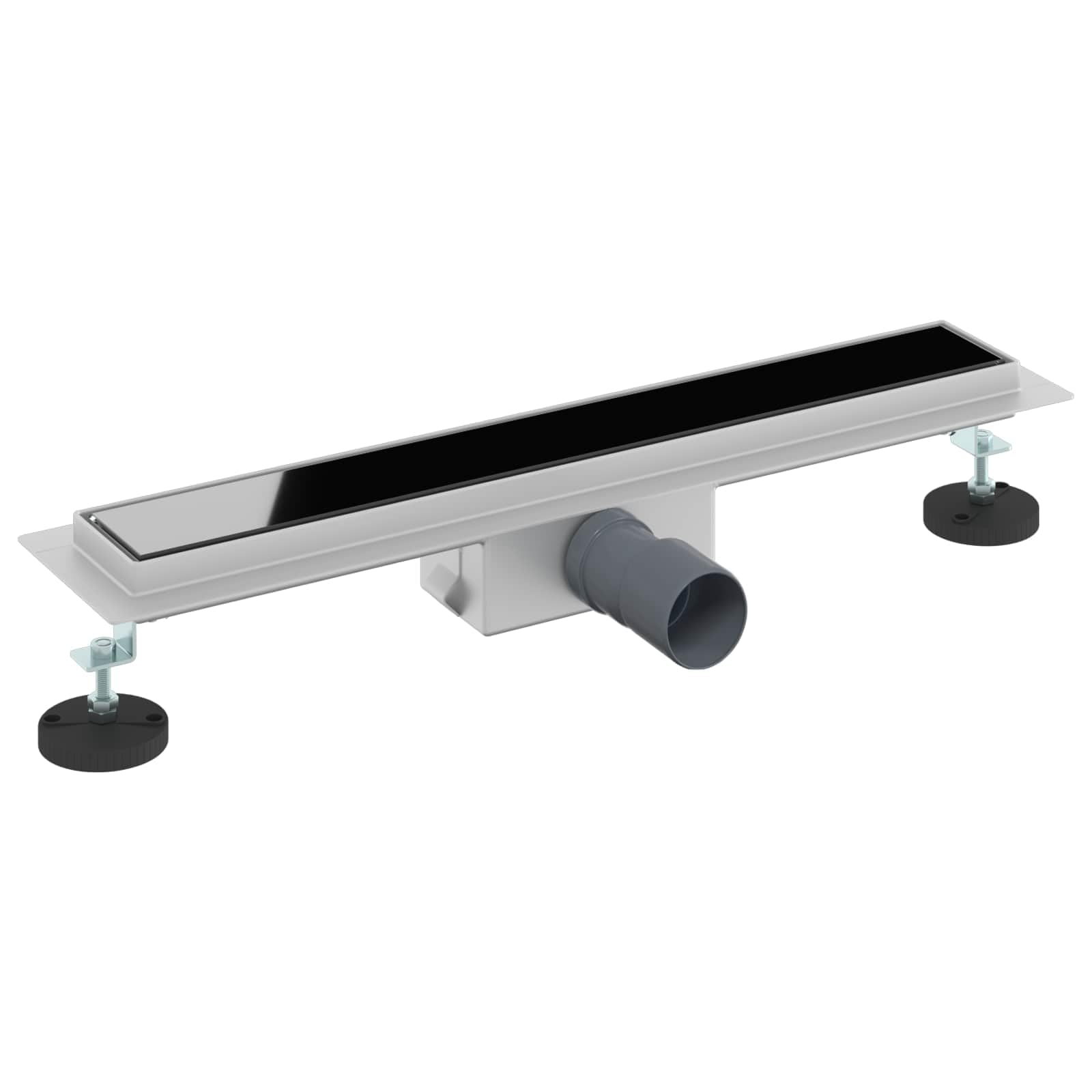 Desagüe de ducha de 60 cm negro con cubierta de cristal – Elegante canaleta de ducha de acero inoxidable para duchas parecidas al suelo – Desagüe de ducha delgado para baño