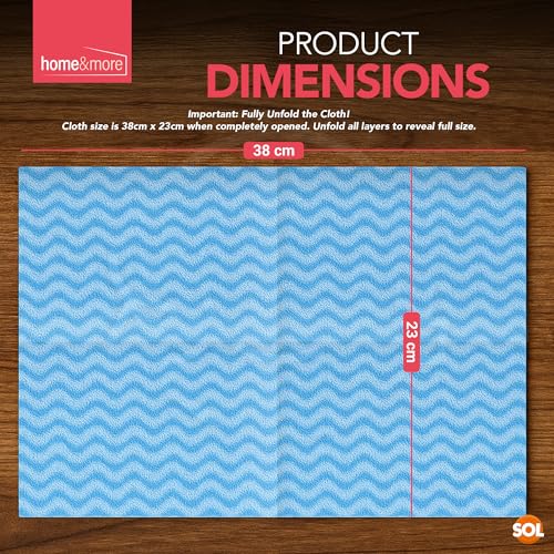 SOL 100pk All Purpose Cloths, 38x23cm Disposable Cleaning J Cloths Blue, Soft, Absorbent, Gentle & Reusable for Household and Professional Cleaning, Ideal for Polishing, Dusting, Washing Dishes