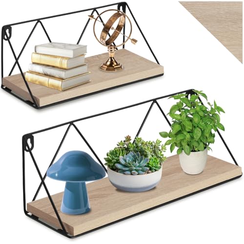 tectake® Lot de 2 Étagère Murale Style Industriel, Étagères suspendues, Decoration Maison Decoration Chambre Cuisine Salon Bureau, Etagere Murale, 33.5 x...