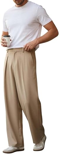 KOTTY SXY Men’s Korean Style Loose Fit Trousers | High Waist Pleated Casual Pants | Straight Leg Smart Formal &amp; Streetwear...
