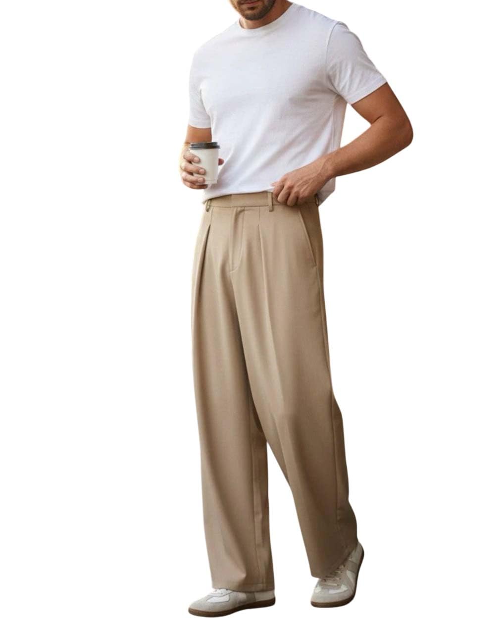 kotty sxy Men’s Korean Style Loose Fit Trousers | High Waist Pleated Casual Pants | Straight Leg Smart Formal & Streetwear Bottom Wear for Men-picture-11