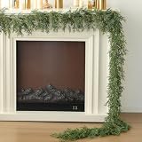 MIZII Christmas Garlands 6 Feet Artificial Pine Garland Real Touch Green Pines Vine Faux Greenery Garland Christmas Decorations for Xmas Fireplace Mantle Home Decor Indoor Outdoor (Green Pine)