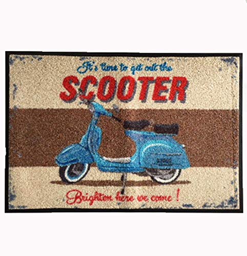 Waschbare Fussmatte - Scooter - Roller - Martin Wiscombe 47x73cm Fußabstreifer im Nostalgie Look - waschbar