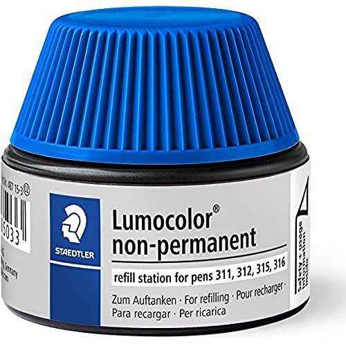 STAEDTLER Lumocolor 487 15 Nachfüllstation – Blau, 15 ml